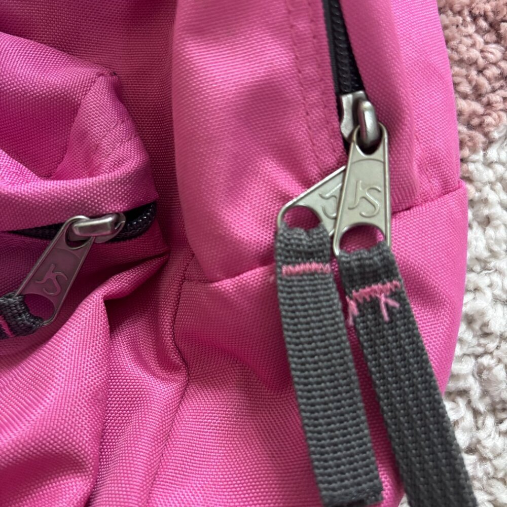 VTG JanSport Student Backpack TDH7 School Book Bag Hot Pink "Danielle" Graffiti - Picture 6 of 6
